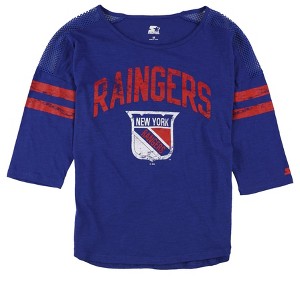 STARTER Womens New York Rangers Graphic T-Shirt, Blue, Medium - 1 of 2