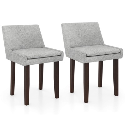 Tangkula Modern Dining Chair Set of 2 w/ Mid Back & Cushioned Seat Solid Wood Legs