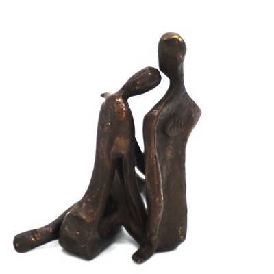 Small Bronze Couple Embracing Sculpture