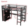 UPHA Metal Full Size Loft Bed with Desk, Shelves, Wardrobe, Black - 3 of 4