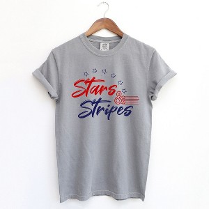Simply Sage Market Women's Stars and Stripes Short Sleeve Garment Dyed Tee - 1 of 4