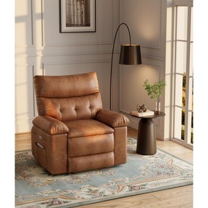 TARGET Recliner Chair for Adults,PU Leather Electric Rocker Recliner,360 Degree Swivel Lounge Chair with Side Pocket,Modern Massage Recliner Chair - 1 of 4
