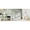 DOMETOUR Twin House Bed with Ladder & Storage Drawers, Solid Wood Frame, Blackboard Design, No Box Spring Needed, White - 3 of 4