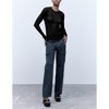 Coolmee Womens See Through Tops Long Sleeve Crew Neck Striped Sexy Sheer Tops Summer Party Clubwear Shirts - 3 of 4