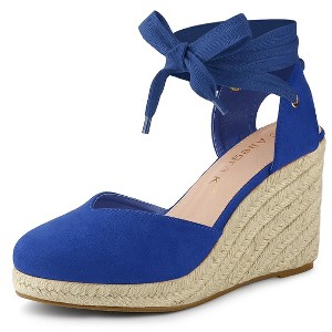 Allegra K Women's Closed Round Toe Espadrilles Wedges Tie Up Sandals - 1 of 4