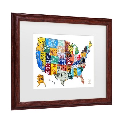 Trademark Fine Art -Design Turnpike 'License Plate Map USA 2' Matted Framed Art