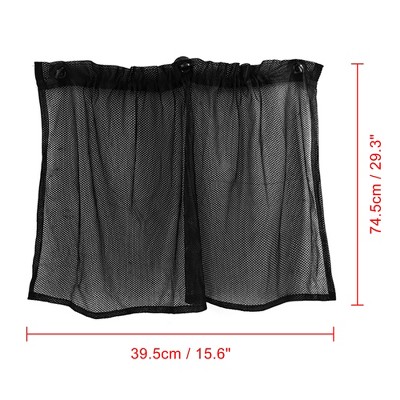 Unique Bargains Window Curtain Mesh with Suction Cups Plastic Nylon Automotive Sunshades 29.3" x 15.6" Black 2 Pcs