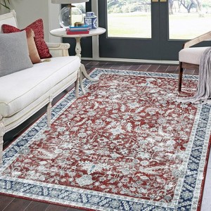 Acekool 4x6 Washable Vintage Rug - Boho Floral Non-Slip Indoor Carpet for Bedroom & Kitchen - 1 of 4