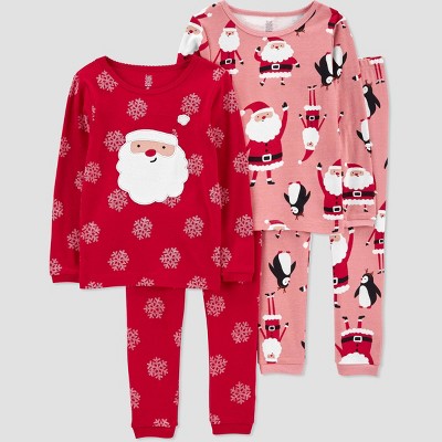 Carter's Just One You® Toddler Girls' 4pc Snowflake Santa Pajama Set - Pink