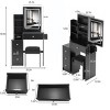 Syemin Vanity Tables Bedside Cabinet Vanity Table with Cushioned Stool, Glass Tabletop Vanity Desk with Sliding Mirror, Black, 29.2"*12.6"*50.4" - 3 of 4