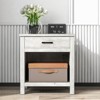 End Table, Modern Wood Beside Table with Drawer, Small Square Nightstand, Rustic Side Table with Storage Shelf for Bedroom, Living Room, Gray - 2 of 4