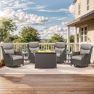 Gymojoy  Outdoor 5 Inch Swivel Chairs Glider Chairs with Fire Pit Table - 1 of 4