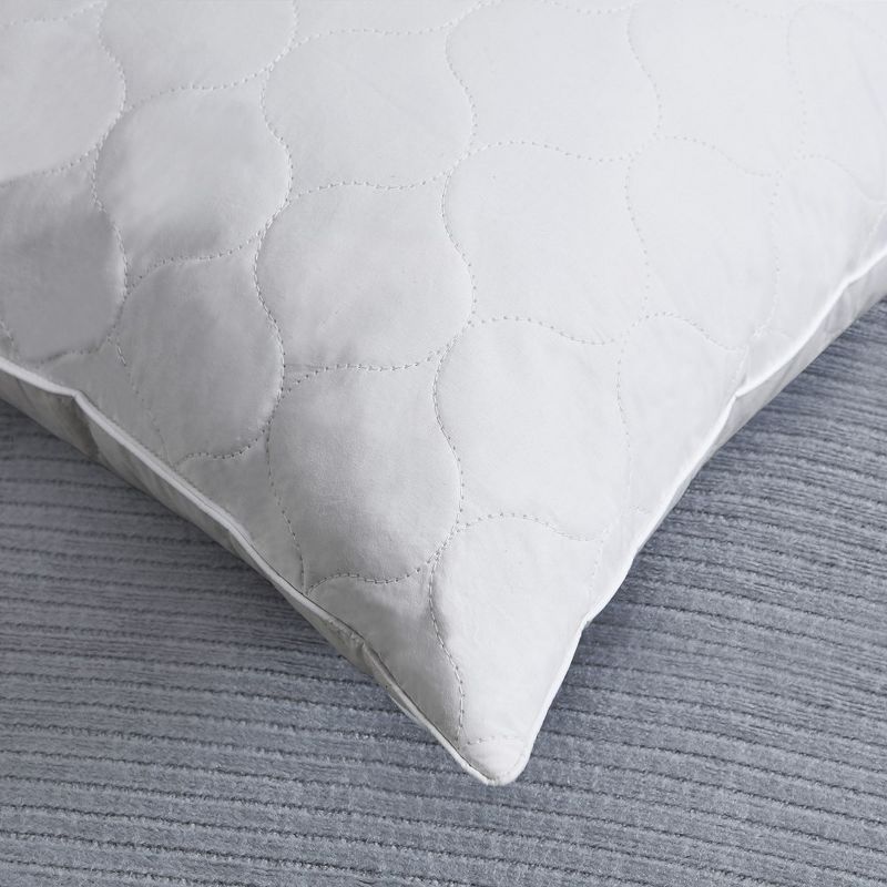 Peace Nest Goose Feather Down Pillow White Quilted Cotton Cover Set of 2, 4 of 8