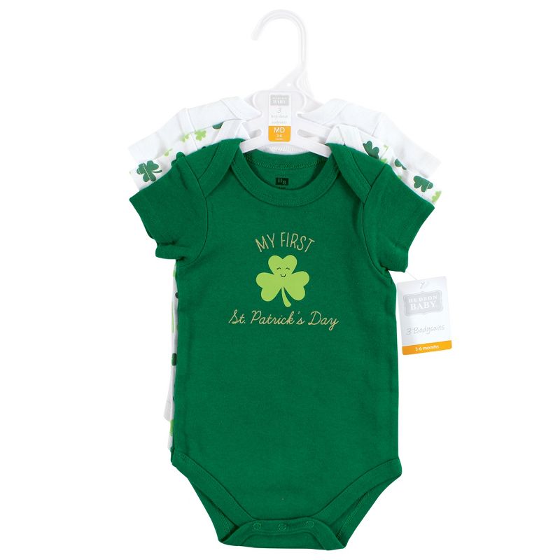 Hudson Baby Infant Girl Cotton Bodysuits, St Patricks Rainbow, 2 of 6