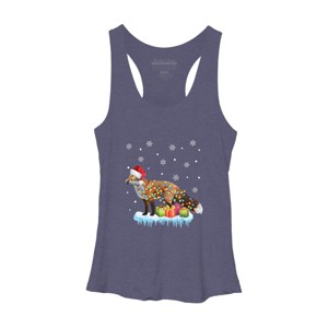 Women's Design By Humans X-Mas Fox Christmas Lights Funny Wild Animal Design Gift T-Shirt By NekoShop Racerback Tank Top - 1 of 3