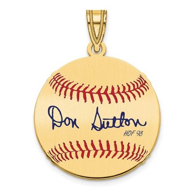 Black Bow Jewelry 14K Gold Plated Don Sutton Signature SM Enamel Baseball Pendant