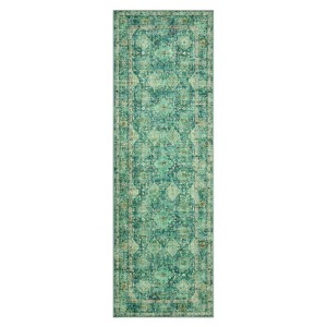 COZONY Vintage Oriental Printed Distressed Design Washable Thin Low Pile Mat for Living Room Indoor Retro Non Slip Soft Carpet for Bedroom - 1 of 4