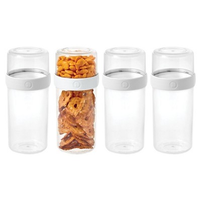 iDesign Large Stack 'n Snack Food Containers - Set of 4 - Clear/White