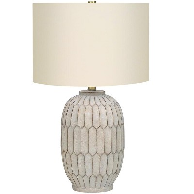 Cream Resin Table Lamp with Ivory Linen Shade