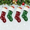 FIONECA 4pcs Large Christmas Stockings Dog Paw Print Snowflake Pattern Hanging Stockings Red Green Christmas Decorations Gift Bag Hanging Ornament - 3 of 4