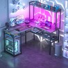 Aheaplus L Shaped Desk with Hutch, LED Lights, Reversible Corner Desk with Power Outlet - 4 of 4