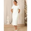 INSPIRE CHIC Women's Crew Short Sleeve Pleated Waist Formal Work Sheath Dresses - 3 of 4