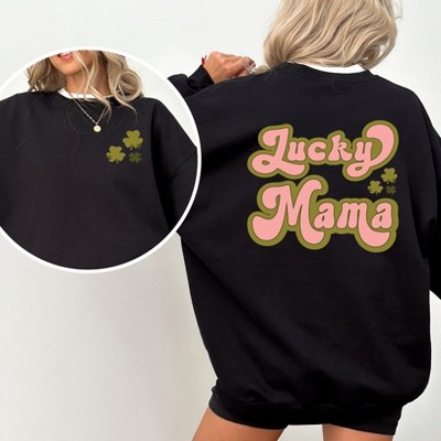 Simply Sage Market Women's Graphic Sweatshirt Lucky Mama Retro Clovers