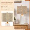 Maxax Wood Grain Ceramic Table Lamp£¬Bedside Lamp with Textured Fabric Shade, Modern Nightstand Lamp for Bedroom Living Room - 4 of 4