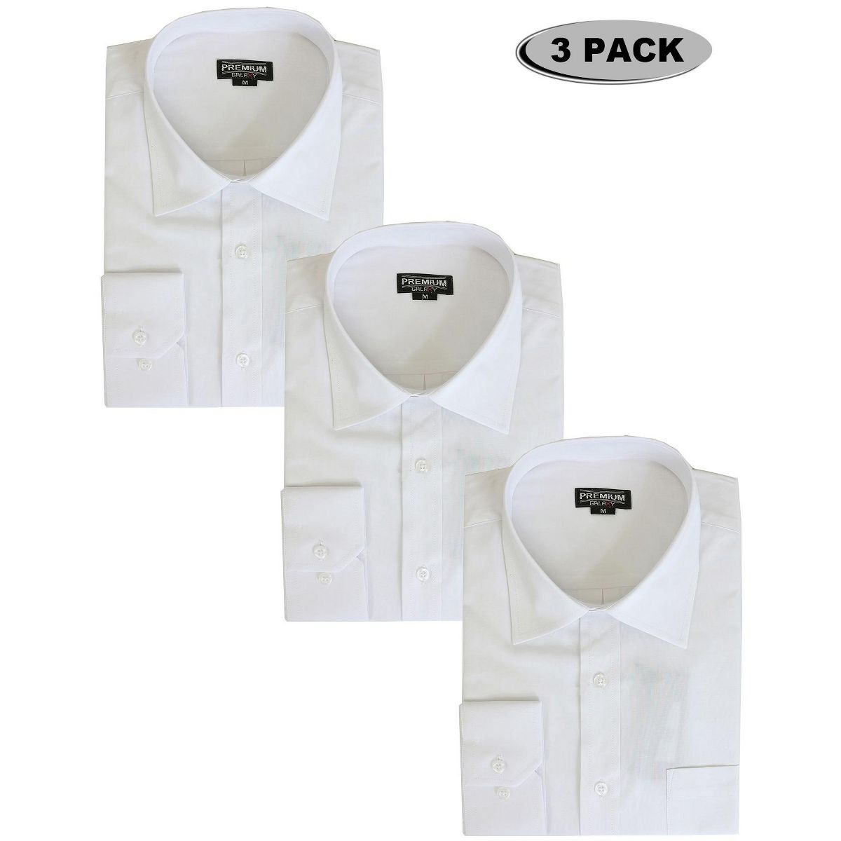 Galaxy Authentic Boy’s Long Sleeve Button Down Dress Shirt-3 Pack - thumbnail 10