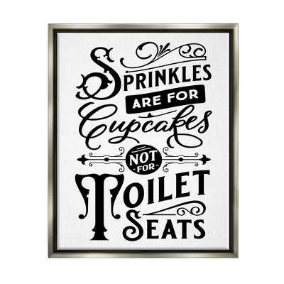 Stupell Industries Funny Bathroom Toilet Seat Framed Floater Canvas Wall Art