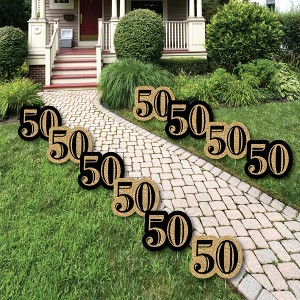 Big Dot of Happiness Adult 50th Birthday - Gold Lawn Decorations - Outdoor Birthday Party Yard Decorations - 10 Piece - 1 of 4
