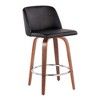 26" 360° Swivel Counter Stools with Wood Legs, Padded Upholstered Seat, and Round Footrest (Set of 2) - 2 of 4