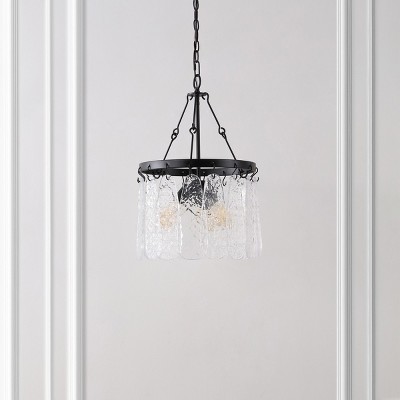 Black Iron and Crystal 3-Light Chandelier