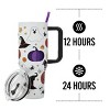 Halloween Scary Icons 40 Oz White Stainless Steel Tumbler with Handle - 4 of 4