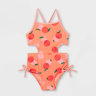 Toddler Girls' Dotted One Piece Swimsuit - Cat & Jack™ Coral/Orange 2T