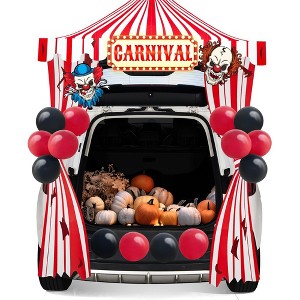 SYNCFUN Halloween Trunk or Treat Car Decorations Kit with Carnival Design, Car Archway Garage Decoration with Carnivl Tent Set, Board and Balloons - 1 of 4