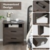 Tangkula 2PCS Nightstand End Table Sofa Bed Side Table w/ 2 Drawers Cable Hole Walnut - 3 of 4