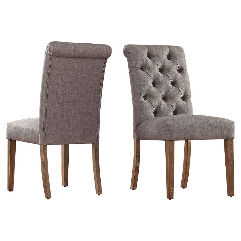 Set of 2 Gramercy Button Tufted Dining Chair Wood - Inspire Q, 3 of 13
