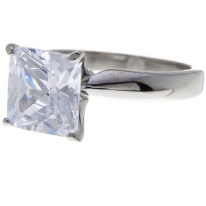 SHINE by Sterling Forever Sterling Silver Princess Cut CZ Solitaire Ring - 1 of 3