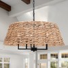 LNC Eopncks 5-Lights 26" Traditional Drum Chandelier, Natural and Matte Black - 2 of 4