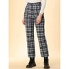 Allegra K Women's Plaid Tartan High Waisted Button Casual Pants - 2 of 4