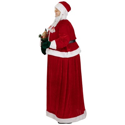 Life-Size Red and White Mrs. Claus Christmas Figurine with Gift Bag