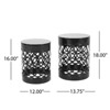 VisioGear Patio End Tables, 2-pcs Patio End Tables, Indoor Outdoor Nesting End Carved Trellis Design Side Table, Black, 13.75"*13.75"*18" - 2 of 4