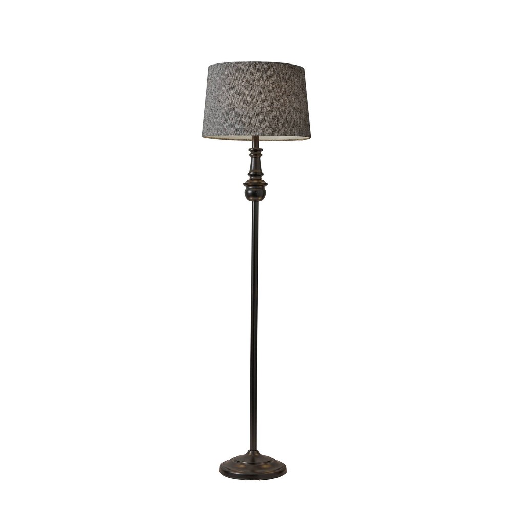 Photos - Floodlight / Street Light Adesso 60" 3-way Charles Floor Lamp Black - : Modern Standing Light for Liv 