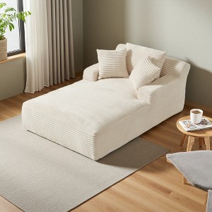 Oversized Corduroy Chaise Lounge Chair with Ergonomic Design - 1 of 3