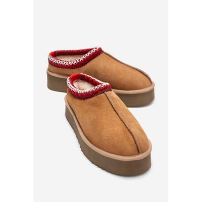 Avelia - Cognac Suede Genuine Leather Thick-Soled Winter Slipper (Women) | Forever & Always Shoes