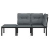 vidaXL 3 Piece Patio Lounge Set Black and Gray Poly Rattan - 3 of 4