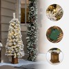 LuxenHome Small Flocked Christmas Tree with Square Planter, 4Ft Christmas Tree with Lights and Timer, Battery Operated Off-White - 2 of 4