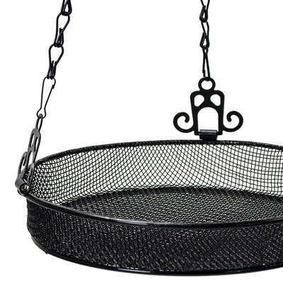 Black Metal Hanging Bird Feeder Tray with Chain