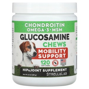 StrellaLab Glucosamine Chews, For Dogs and Cats, Peanut Butter, 120 Soft Chews, 10 oz (288 g) - 1 of 2